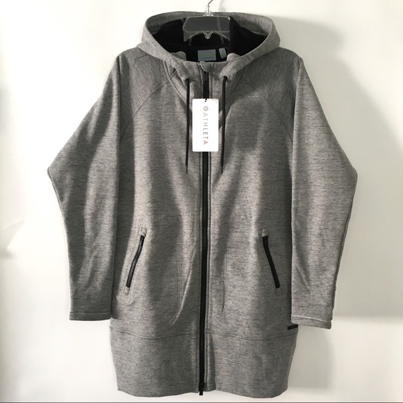 Athleta Tops - Athleta Stronger Long Gray Hoodie Thumbholes